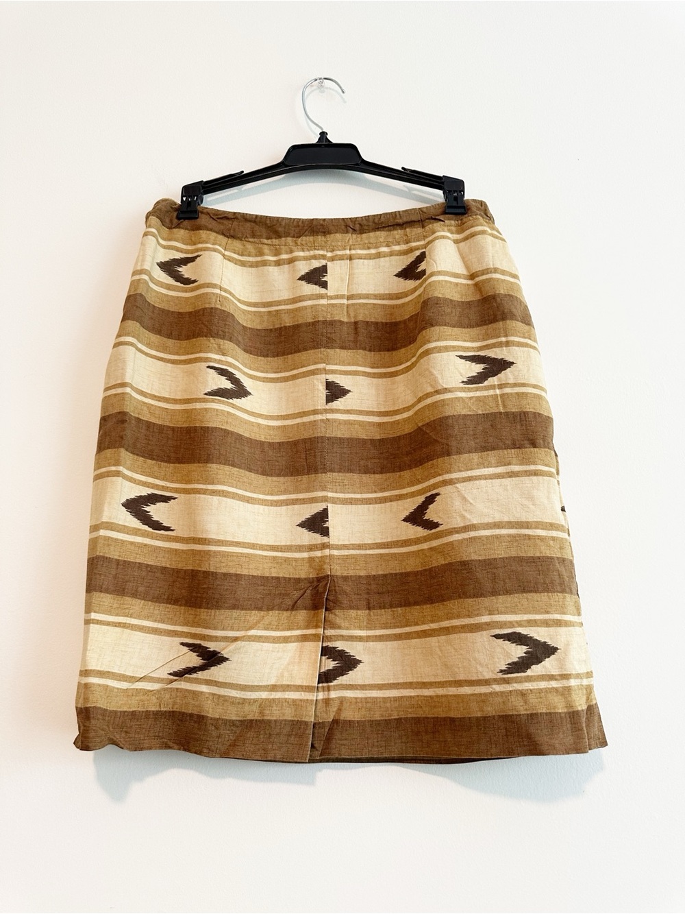 Cowgirl Vintage Brown and Cream 100% Silk Western A-Line Skirt - Picture 4 of 7